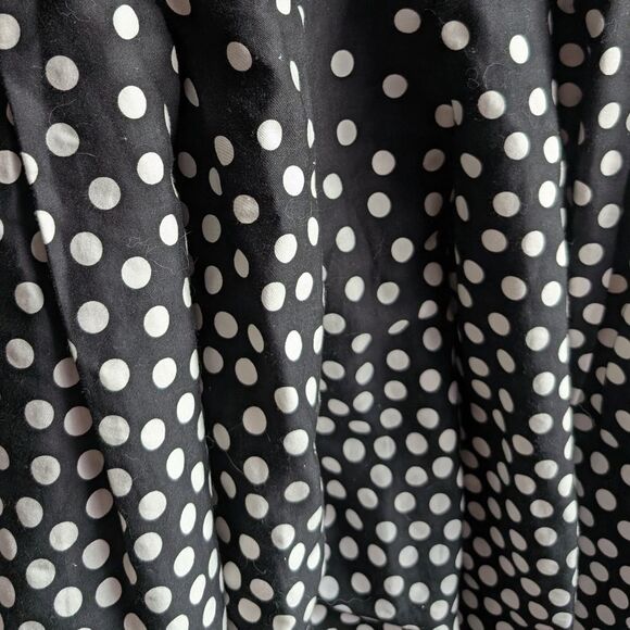 AnneKlein Cotton Fit Flare Faux Wrap Black White Polka Dot Midi Dress Us6 Medium - Picture 4 of 13